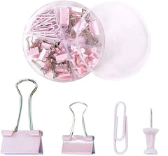 Pink Office Metal Paper Clips Binder Set For Office, School