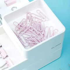 Pink Office Metal Paper Clips Binder Set For Office, School